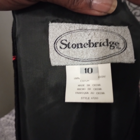 Vintage Stonebridge Goth Cotton Black Rose Velvet Vest Size 10 - Picture 8 of 9